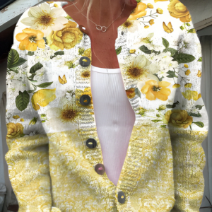Women Knitted Floral Long Sleeve Comfy Vintage Cardigan, Cardigans, color:Beige|size:4XL, catalog Noracora shop