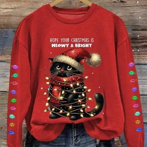 Vintage Crew Neck Christmas Sweatshirt, Hoodies & Sweatshirts, color:Red|size:3XL, catalog Noracora shop