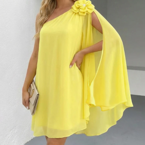 One Shoulder Sleeveless 3D Flower Decor Mini Dress Casual A Line Vacation Dress, women Mini Dresses, ChicMe catalog