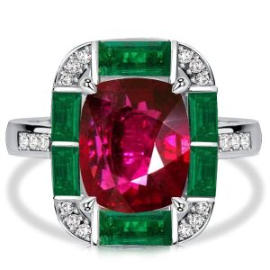 unique engagement rings - Italo Halo 5 Carat Cushion Cut Ruby Ring Unique Engagement Rings, Italo jewelry - Online Catalog