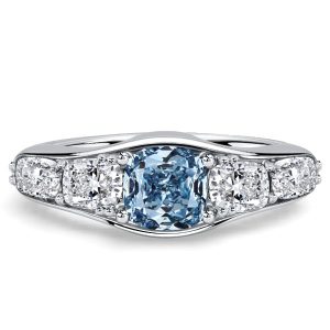 classic engagement rings - Italo Cushion Cut Blue Topaz Five Stone Engagement Ring Promise Ring, Italo jewelry - Online Catalog
