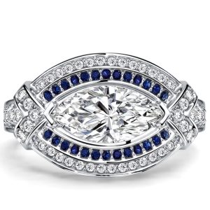 unique engagement rings - Italo Bezel-set White Sapphire Marquise Cut Vintage Engagement Ring For Women, Italo jewelry - Online Catalog