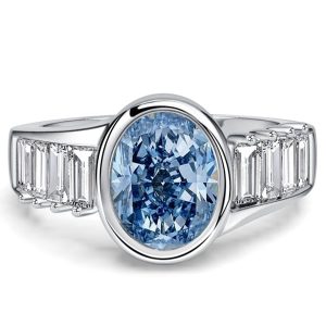 oval cut engagement rings - Italo Shoulder Setting Blue Topaz Oval Cut Engagement Ring For Women, Italo jewelry - Online Catalog