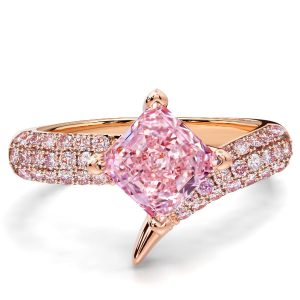 unique engagement rings - Italo Micro Pave Princess Cut Pink Sapphire Ring Unique Engagement Rings, Italo jewelry - Online Catalog
