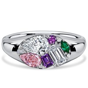 unique engagement rings - Italo Cluster Multi Cut Multi Color Engagement Ring For Women Waterfall Ring, Italo jewelry - Online Catalog