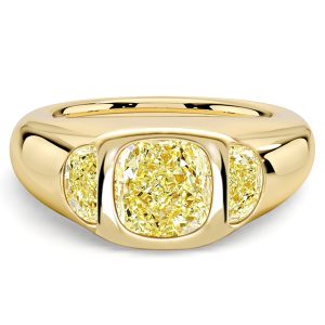 three stone engagement rings - Italo 2 Carat Cushion Cut Yellow Topaz Three Stone Engagement Ring For Women, Italo jewelry - Online Catalog