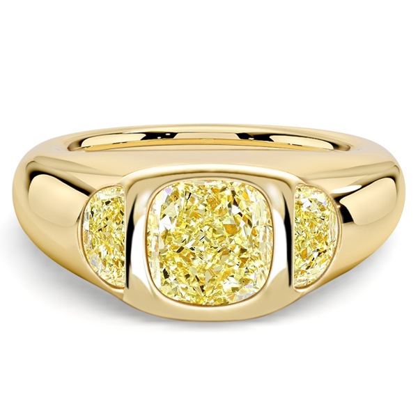 three stone engagement rings - Italo 2 Carat Cushion Cut Yellow Topaz Three Stone Engagement Ring For Women, Italo jewelry - Online Catalog