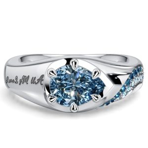 unique engagement rings - Italo East-west Engraved Personalized Pear Cut Blue Topaz Engagement Ring, Italo jewelry - Online Catalog