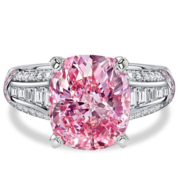 unique engagement rings - Italo 5.5 Carat Cushion Cut Pink Sapphire Unique Engagement Rings, Italo jewelry - Online Catalog