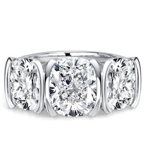 classic engagement rings - Italo Half Bezel 3 Carat Cushion Cut Three Stone Engagement Ring For Women, Italo jewelry - Online Catalog