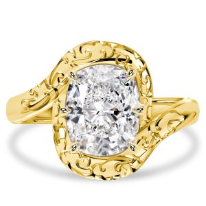unique engagement rings - Italo Elongated Filigree 6 Prong Cushion Cut Engagement Ring For Women, Italo jewelry - Online Catalog