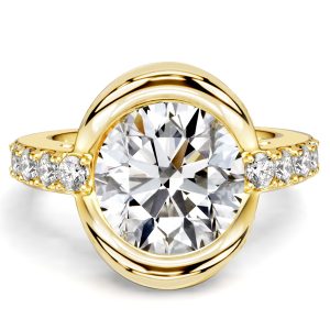 unique engagement rings - Italo Half Bezel Side Stone Round Cut Engagement Ring For Women, Italo jewelry - Online Catalog