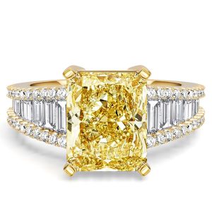 unique engagement rings - Italo Channel Set Side Stone Radiant Cut Yellow Topaz Unique Engagement Rings, Italo jewelry - Online Catalog