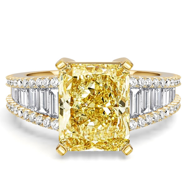 unique engagement rings - Italo Channel Set Side Stone Radiant Cut Yellow Topaz Unique Engagement Rings, Italo jewelry - Online Catalog