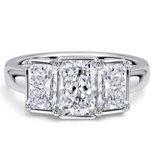 classic engagement rings - Italo Bezel Setting Radiant Cut Three Stone Engagement Ring For Women, Italo jewelry - Online Catalog