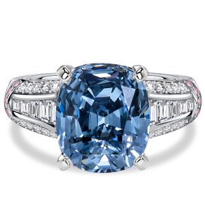 unique engagement rings - Italo 5.5 Carat Cushion Cut Blue Topaz Unique Engagement Rings, Italo jewelry - Online Catalog