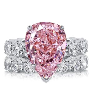 bridal sets - Italo Pear Cut Pink Sapphire Eternity Engagement Ring Sets For Women, Italo jewelry - Online Catalog