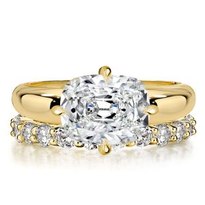 bridal sets - Italo East-west Elongated Cushion Cut Engagement Rings Sets, Italo jewelry - Online Catalog