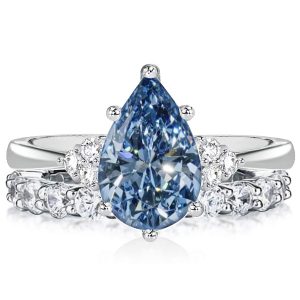 bridal sets - Italo Pear Cut Blue Topaz Engagement Ring Sets Bridal Set, Italo jewelry - Online Catalog