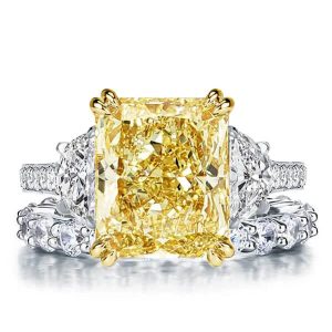 bridal sets - Italo Radiant Cut Yellow Topaz Three Stone Engagement Ring Sets For Women, Italo jewelry - Online Catalog
