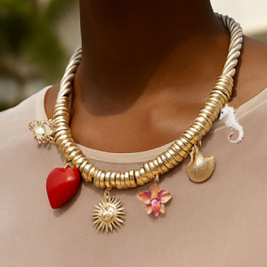 Lightweight metal charm rope necklace with alloy drip pendant, Necklaces, color:As Picture|size:One-size, Stylewe