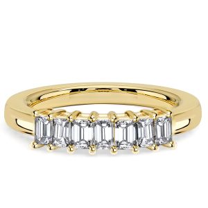classic band - Italo Shared Prong Emerald Cut Half Eternity Wedding Band For Women, Italo jewelry - Online Catalog