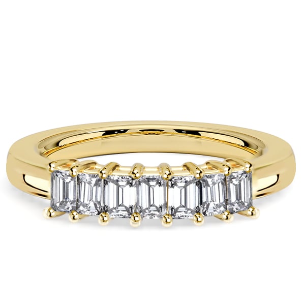 classic band - Italo Shared Prong Emerald Cut Half Eternity Wedding Band For Women, Italo jewelry - Online Catalog