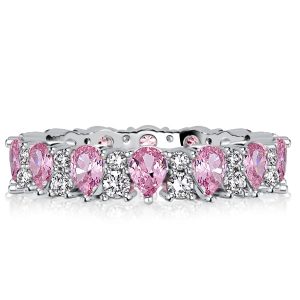 eternity band - Italo Pear Cut Pink Stone Eternity Wedding Band For Women, Italo jewelry - Online Catalog
