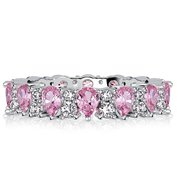 eternity band - Italo Pear Cut Pink Stone Eternity Wedding Band For Women, Italo jewelry - Online Catalog