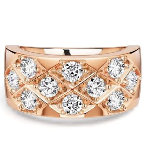 multi row band - Italo Rose Gold 3 MM Round Cut Half Eternity Band For Women Vortex Ring, Italo jewelry - Online Catalog
