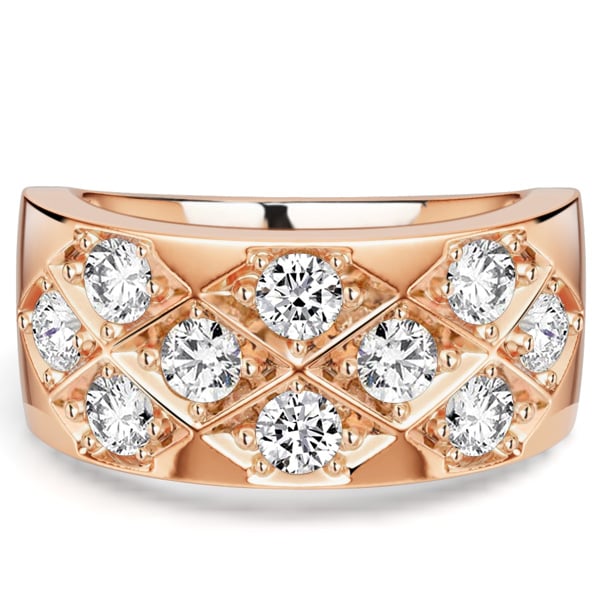 multi row band - Italo Rose Gold 3 MM Round Cut Half Eternity Band For Women Vortex Ring, Italo jewelry - Online Catalog