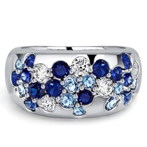anniversary band - Italo Waterfall Ring Blue Sapphire Wedding Band For Women Aquamarine Ring, Italo jewelry - Online Catalog