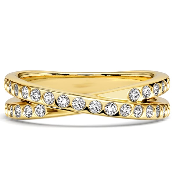 multi row band - Italo Golden Flush Setting Cross Wedding Band Crossover Ring Infinity Ring, Italo jewelry - Online Catalog
