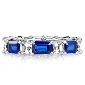 eternity band - Italo Emerald & Asscher Blue Sapphire Eternity Wedding Band For Women, Italo jewelry - Online Catalog