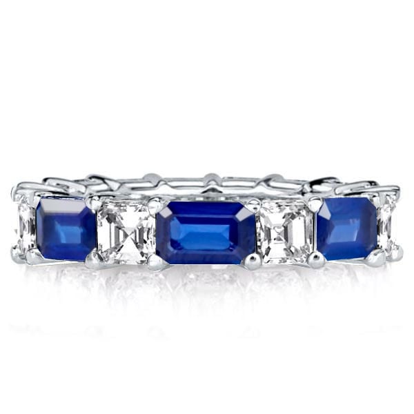 eternity band - Italo Emerald & Asscher Blue Sapphire Eternity Wedding Band For Women, Italo jewelry - Online Catalog