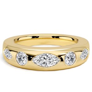 classic band - Italo Flush Setting Marquise & Round Cut Half Eternity Band For Women, Italo jewelry - Online Catalog