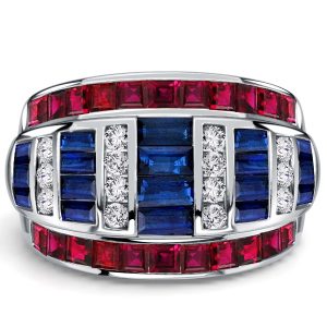 anniversary band - Italo Channel Set Ruby Ring Blue Sapphire Wedding Band For Women Cigar Band, Italo jewelry - Online Catalog