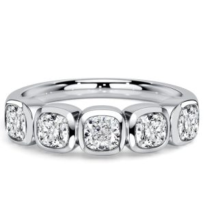 classic band - Italo Bezel Setting Cushion Cut Five Stone Wedding Band For Women, Italo jewelry - Online Catalog