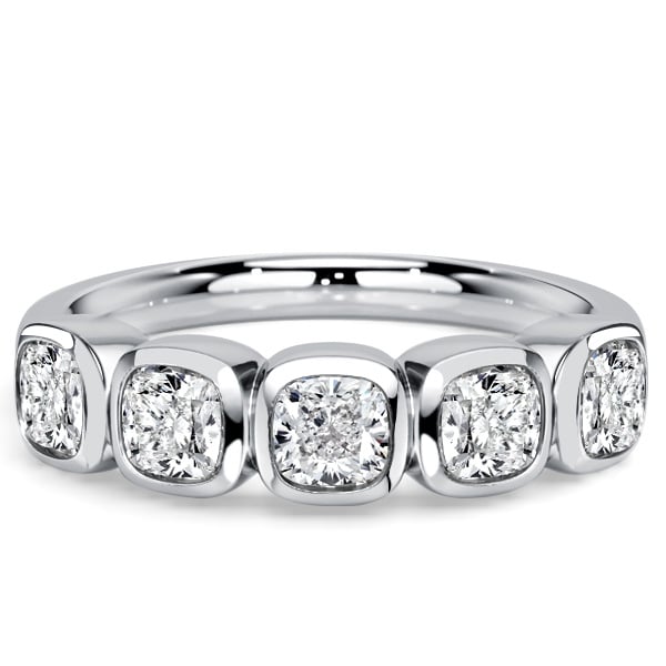 classic band - Italo Bezel Setting Cushion Cut Five Stone Wedding Band For Women, Italo jewelry - Online Catalog