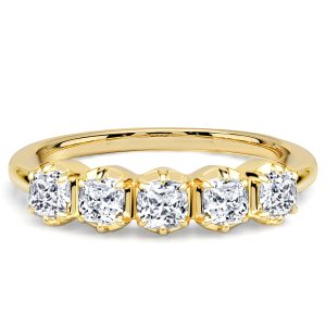 classic band - Italo 6 Prong 3 MM Cushion Cut Five Stone Wedding Band For Women, Italo jewelry - Online Catalog