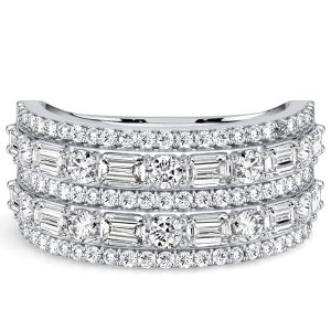 anniversary band - Italo Five-Row Emerald & Round Sapphire Half Eternity Band For Women, Italo jewelry - Online Catalog
