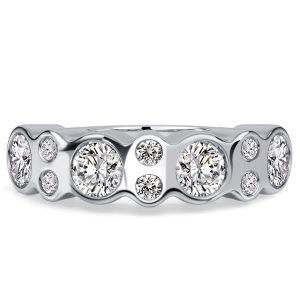 multi row band - Italo Bezel Bubble Design Round Cut Half Eternity Band For Women Waterfall Ring, Italo jewelry - Online Catalog