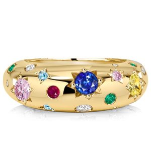 anniversary band - Italo Gypsy Setting Round Cut Multi Color Wedding Band For Women Cocktail Rings, Italo jewelry - Online Catalog