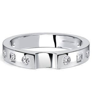 classic band - Italo Princess & Round Cut Half Eternity Band For Women Matching Wedding Bands, Italo jewelry - Online Catalog