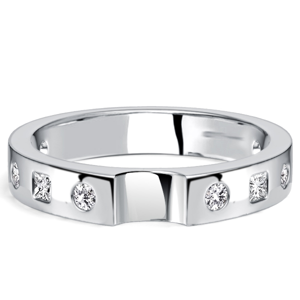 classic band - Italo Princess & Round Cut Half Eternity Band For Women Matching Wedding Bands, Italo jewelry - Online Catalog