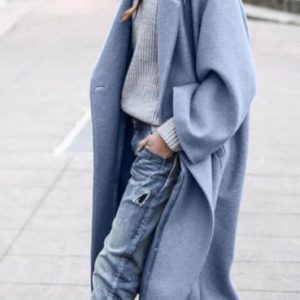 Shawl Collar Simple Plain Coat, JustFashionNow Coats, color:Blue|size:4XL,