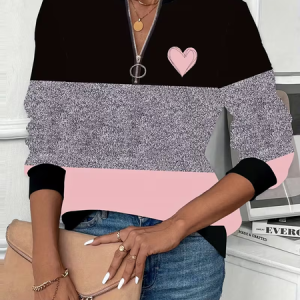 Casual Crew Neck Heart/Cordate Sweatshirt Printing, Hoodies & Sweatshirts, color:Pink|size:5XL, catalog Noracora shop
