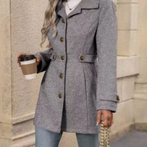 Women Spring/Fall Outerwear Casual Split Joint Plain Long Sleeve Shawl Collar Jacket, JustFashionNow Jackets, color:Gray|size:XXL,