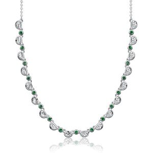 necklaces - Italo Bezel Set Half Moon White & Emerald Sapphire Necklace For Women, Italo jewelry - Online Catalog