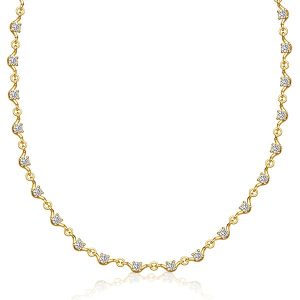 necklaces - Italo Golden Scalloped Necklace Round Cut Tennis Necklace For Women, Italo jewelry - Online Catalog